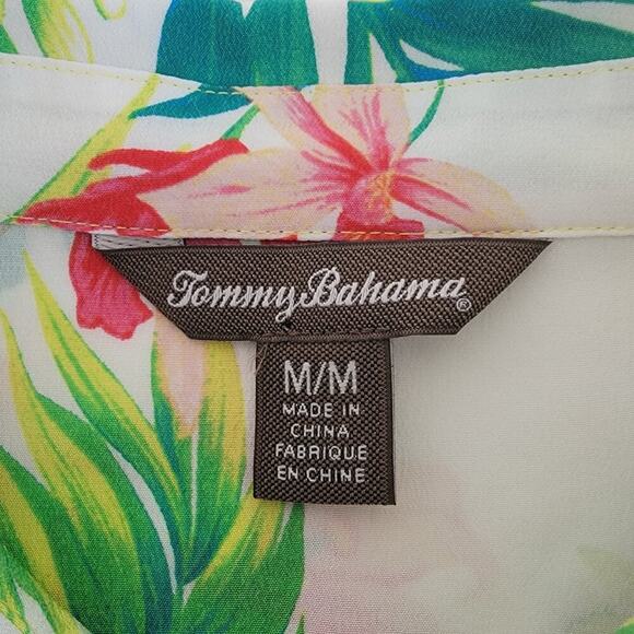 Tommy Bahama Floral Silk Blouse Womens Size M Multicolor Button Down Lightweight - Picture 8 of 10
